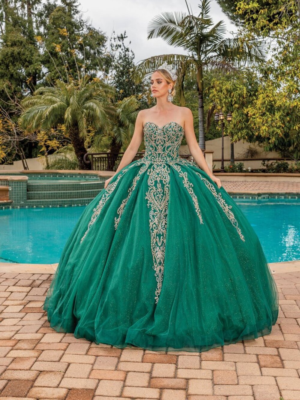 NEW HUNTER-GREEN Evening Gown Floor Length Formal Elegant Stunning 1672